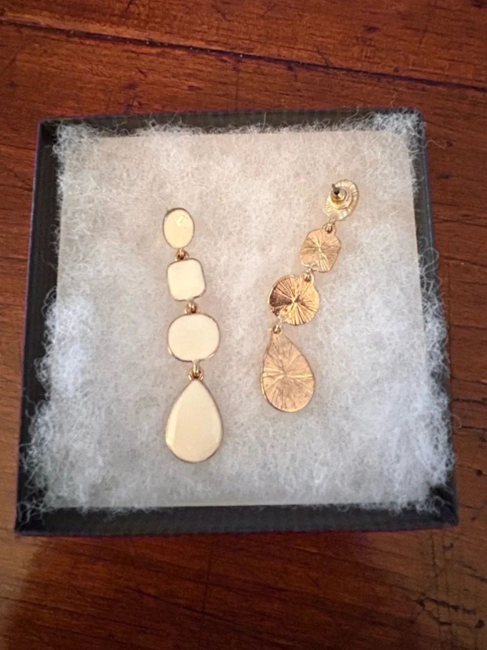 Kenneth Lane Gold-Trim Cream Drop Dangle Earrings - Picture 3 of 3